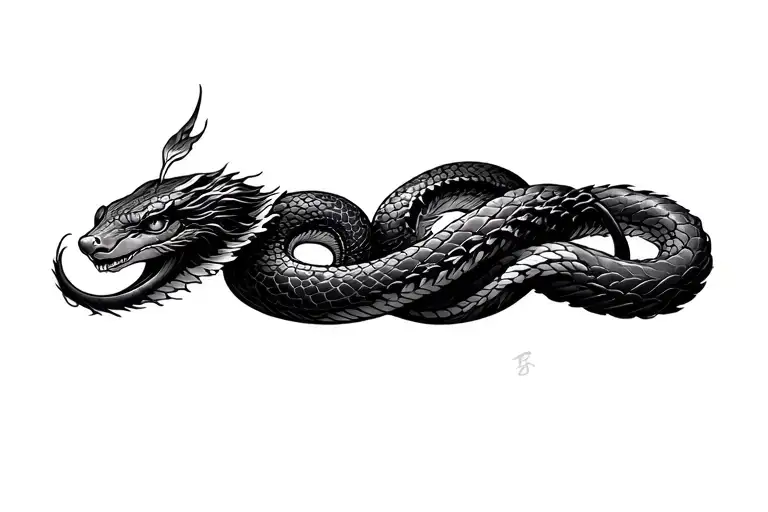 aquarius and year of the snake intertwined tattoo design idea