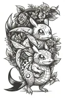 Pikachu and Snivy tattoo design idea