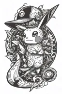 Pikachu and Snivy tattoo design idea