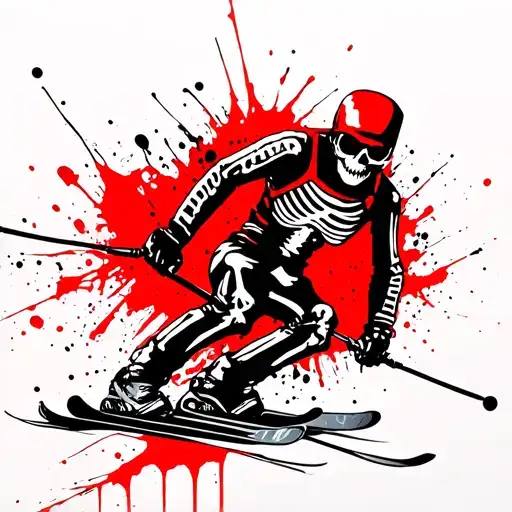 skiing skeleton tattoo design idea
