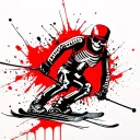 skiing skeleton tattoo design idea