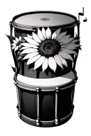 sunflower drums musical notes tattoo design idea