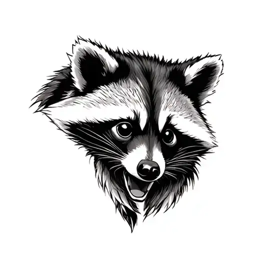 crazy, ugly, fucked up raccoon tattoo design idea