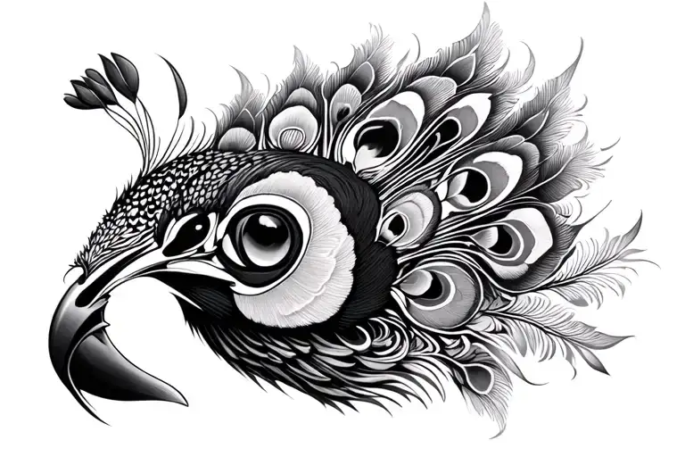 Peacock head tattoo design idea