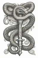 Antique Key snake wrapped tattoo design idea