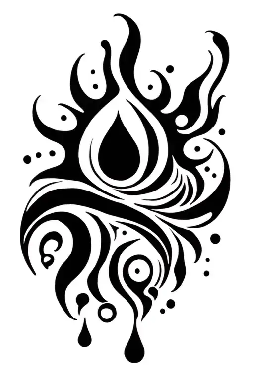 A drop of water, melt in the sea, with a bottom sun. tattoo design idea