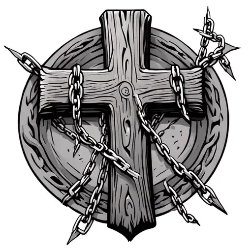 relistic wooden cross with broken chains neck tattoo design tattoo design idea