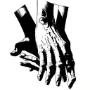 puppet master hands multiple serial killers background universe protesting spiritual journy tattoo design idea