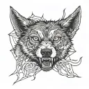 growling wolf Inside house wall tattoo design idea