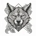 growling wolf Inside house wall tattoo design idea