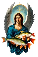 St raphael archangel tattoo holding a fish tattoo design idea
