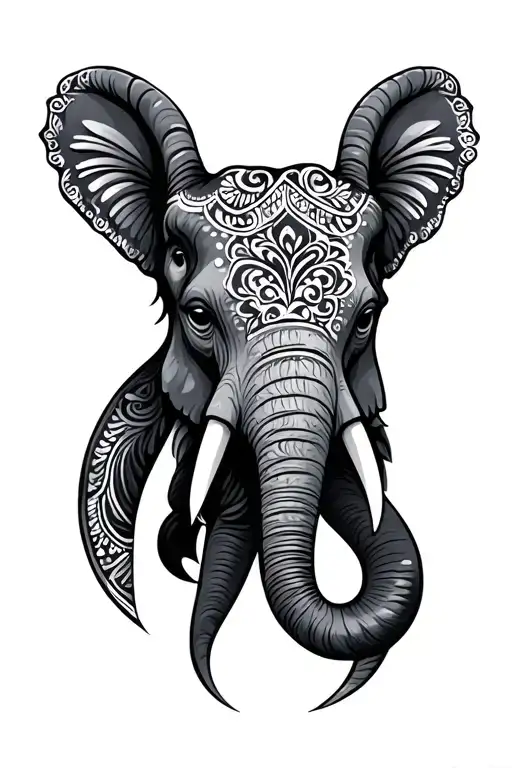 alebrije elephant head tattoo design idea