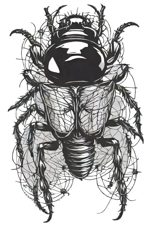 dark insects gothic black line tattoo design idea