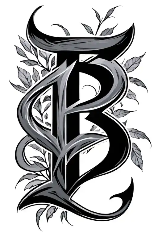 diagonal initials RBZ tattoo design idea