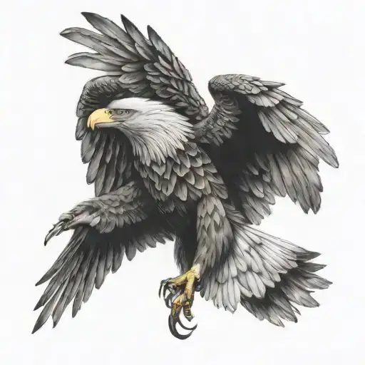 An eagle soaring above a drawing pencil, representing the freedom and creativity that comes with being a selfless and kind-hearted individual tattoo design idea