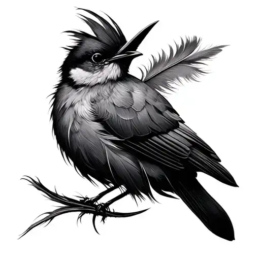 feather and bird tattoo design idea