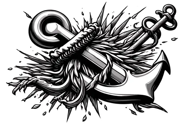 falling angle dragged down by an anchor tattoo design idea