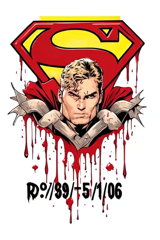 "RDS 9/7/69-5/1/06" superman logo w blood dripping tattoo design idea