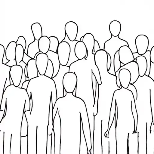 crowd of people with no faces tattoo design idea