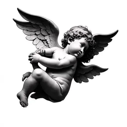cherub whispering tattoo design idea