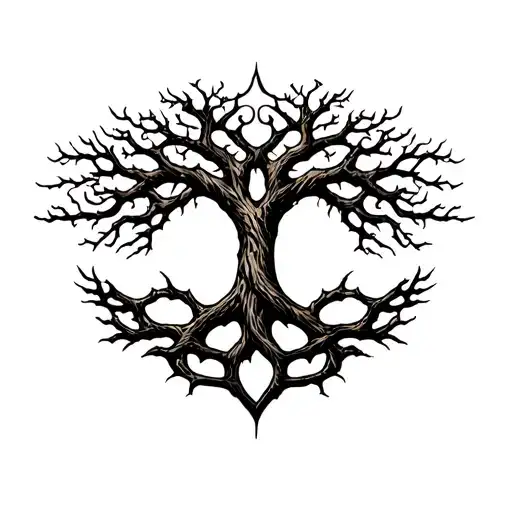 erdtree symbol mixed with tree of Gondor intertwined  tattoo design idea
