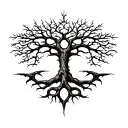 erdtree symbol mixed with tree of Gondor intertwined  tattoo design idea