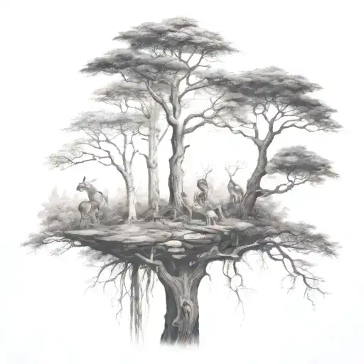 tree forest with animals and nature tattoo design tattoo design idea