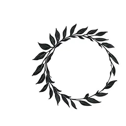 monstera leaf circle shape moon olive branch tattoo design idea