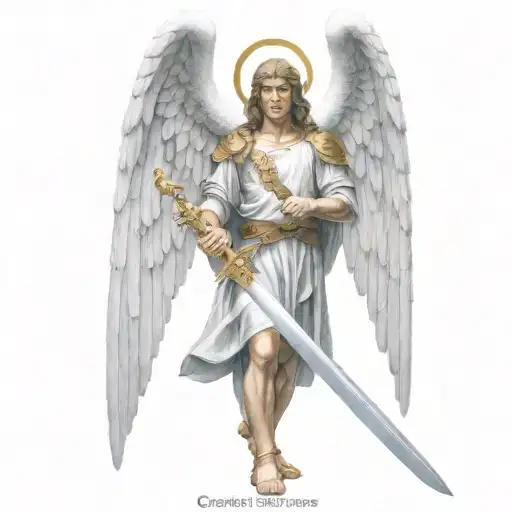 archangel Gabriel with sword tattoo design idea