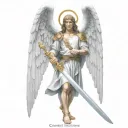archangel Gabriel with sword tattoo design idea
