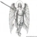 archangel Gabriel with sword tattoo design idea