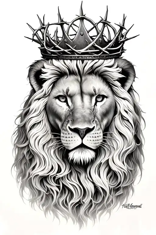 Lion with crown of thorns tattoo design idea