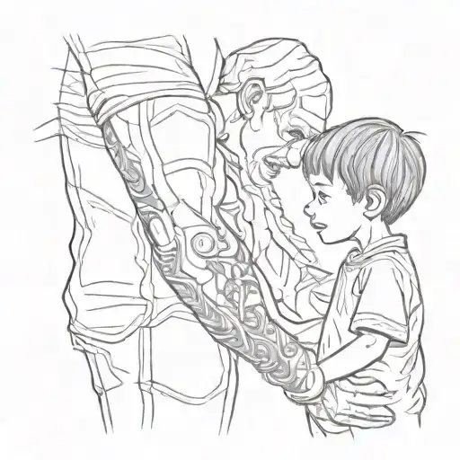 dad and son holding hands tattoo design idea