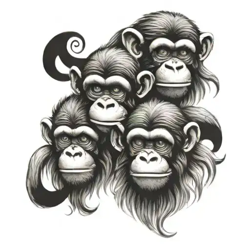 3 Wise Monkeys tattoo design idea