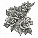 three crosses on bottom with three roses going up  tattoo design idea