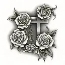 three crosses on bottom with three roses going up  tattoo design idea