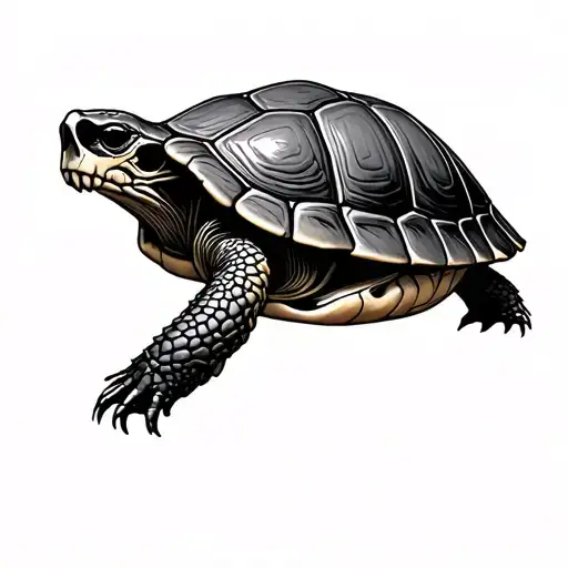 snapping turtle skull shell tattoo design idea