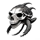 snapping turtle skull shell tattoo design idea