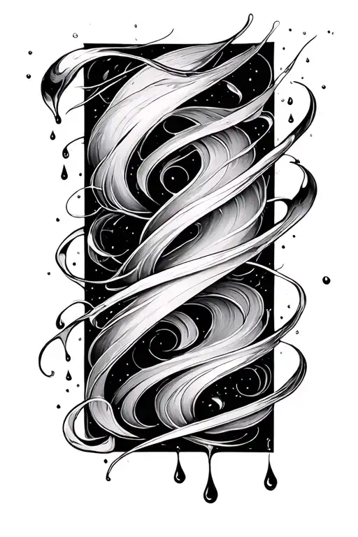 black square 1:1 with thin patterns and drops around it that shimmer with each other tattoo design idea