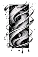 black square 1:1 with thin patterns and drops around it that shimmer with each other tattoo design idea