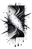 black square 1:1 with thin patterns and drops around it that shimmer with each other tattoo design idea