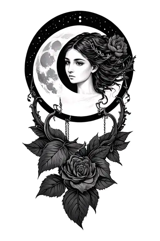 October libra 18 moon tattoo design idea