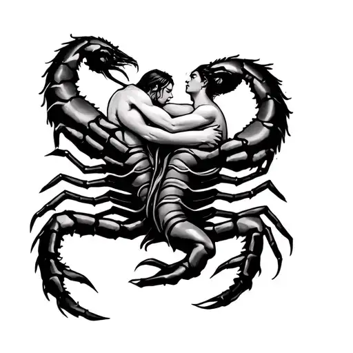 aquarius hugging the Scorpio tattoo design idea