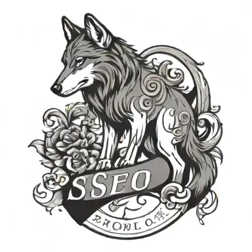 wolf with s alphabet S tattoo design idea