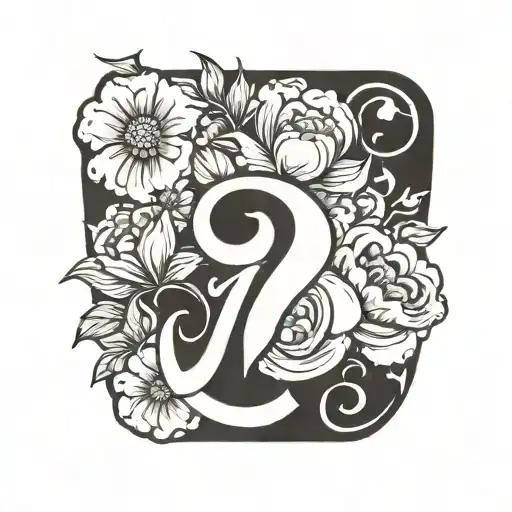Fire and Flowers with the Letters J and M M M tattoo design idea
