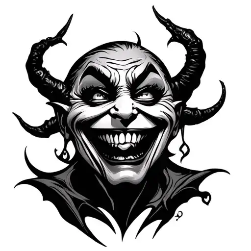 evil demoan Smile Now Cry Later tattoo design idea