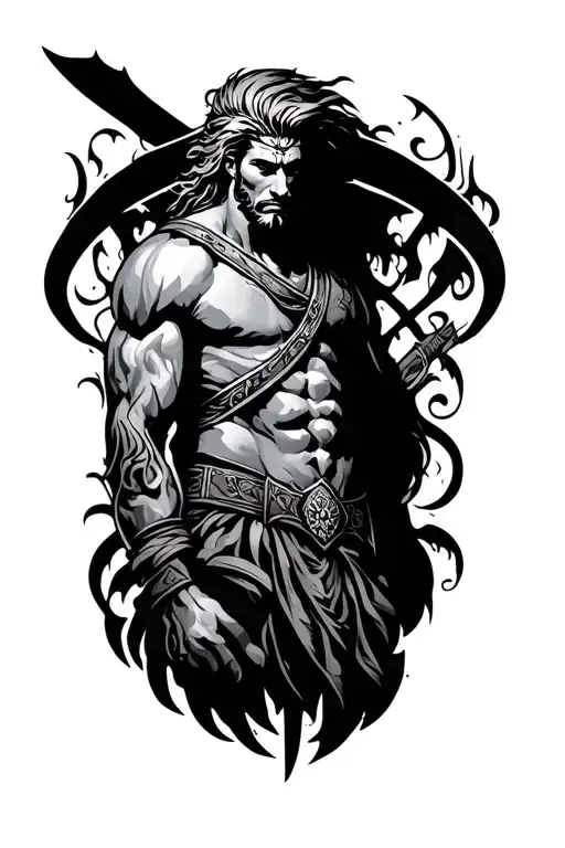 samson inspired sleeve tattoo design idea