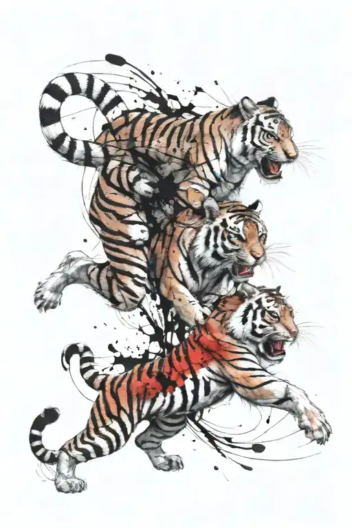 tiger fighting tattoo design idea