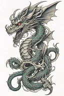medieval dragon intertwined tattoo design idea