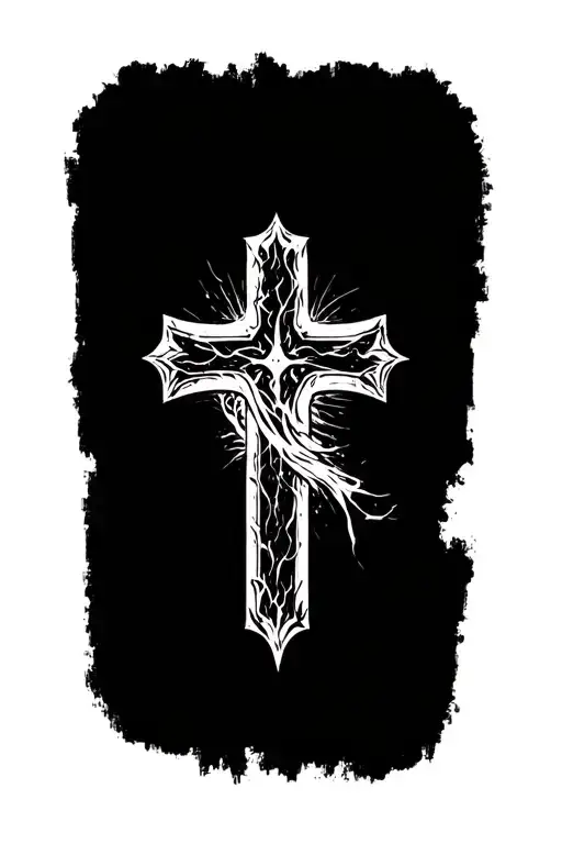 cross, grit, against the wind tattoo design idea